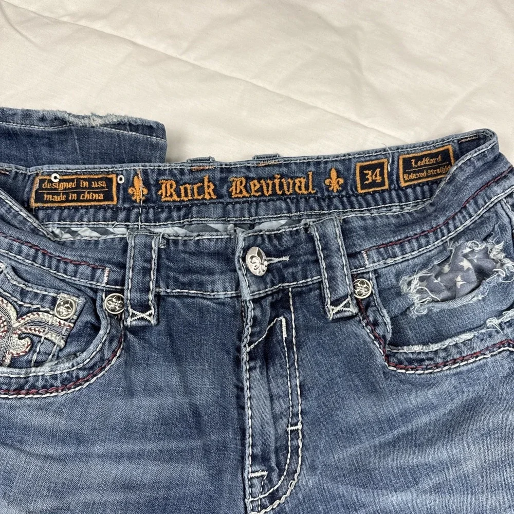 Rock Revival Ledford Relaxed Straight Jeans Mens 34x28